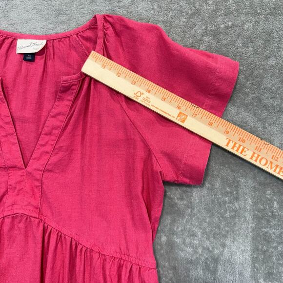 Universal Thread Linen Blend Mini Dress XS Babydoll Short Sleeves Pink Beach - Picture 5 of 6